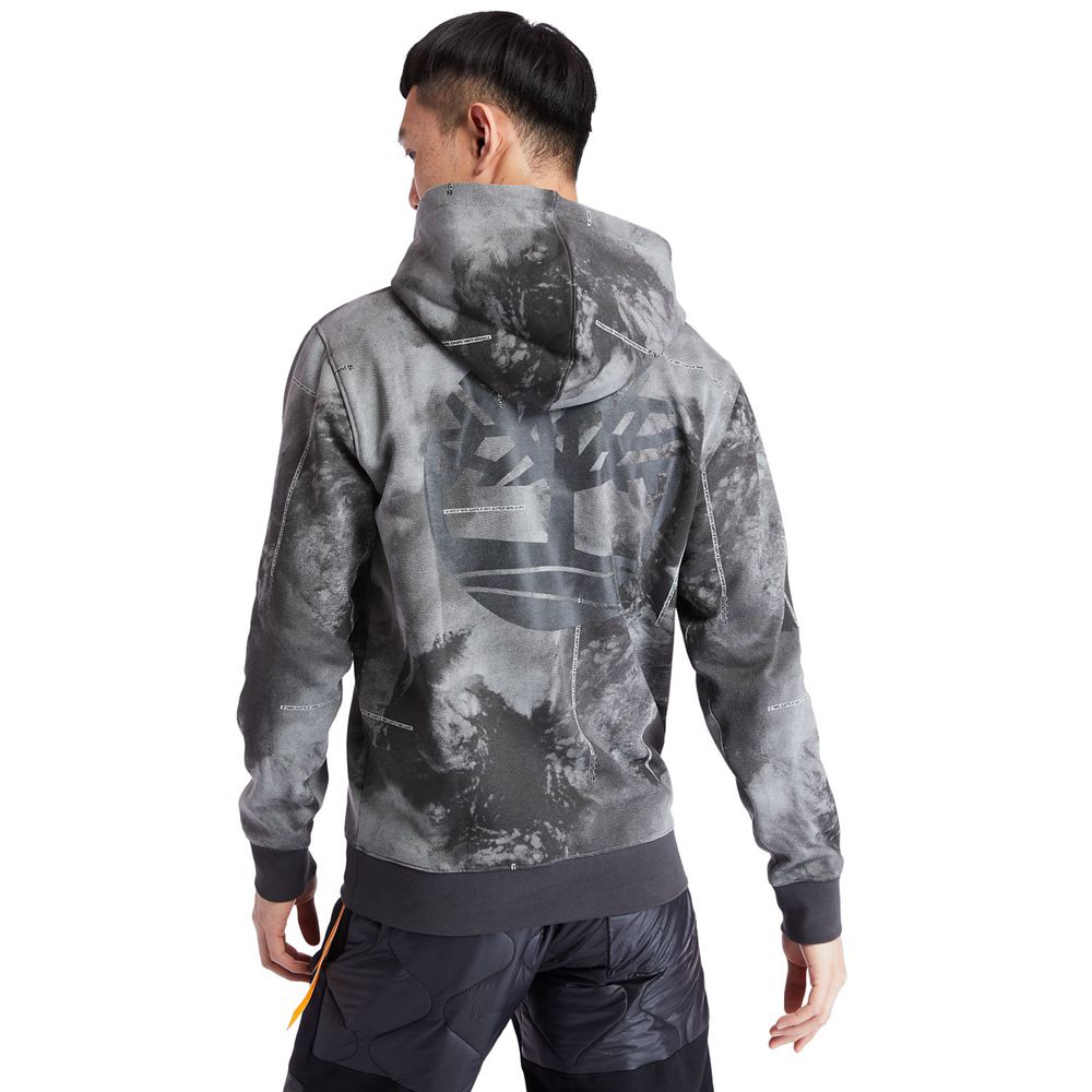 Hanorac Timberland Barbati Gri Inchis - Reflective Printed Pullover Hoodie - Romania - QWTLGR349